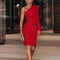 Vestido Formal de Lentejuelas Plateado con Hombro Descubierto