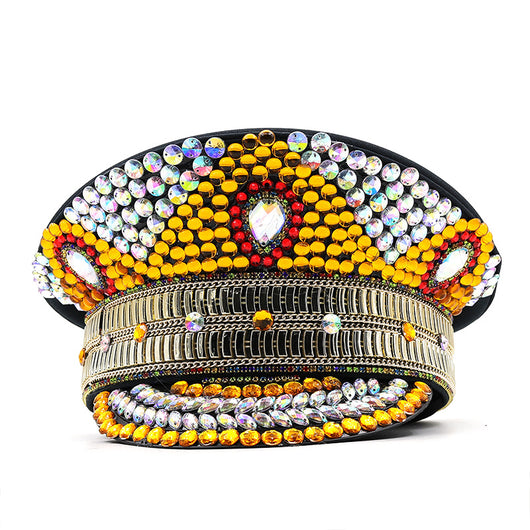 Gorro Plano Dorado con Diamantes para Fiestas y Carnavales - Image 28