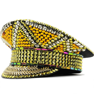 Gorro Plano Dorado con Diamantes para Fiestas y Carnavales - Image 33