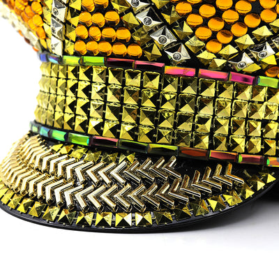 Gorro Plano Dorado con Diamantes para Fiestas y Carnavales - Image 36