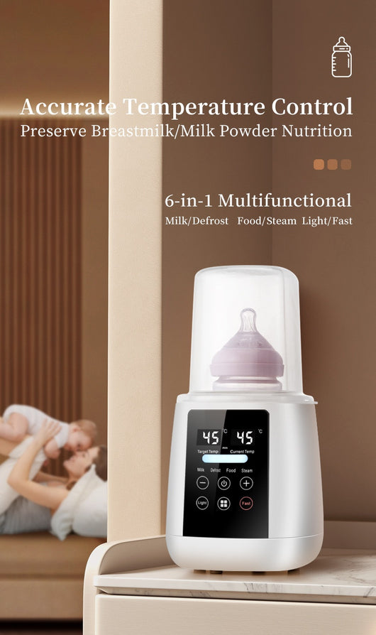 Pink multi-functional single bottle milk warmer with digital display for constant heating, defrosting, and steaming. - Image 6