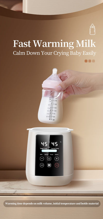 Pink multi-functional single bottle milk warmer with digital display for constant heating, defrosting, and steaming. - Image 8