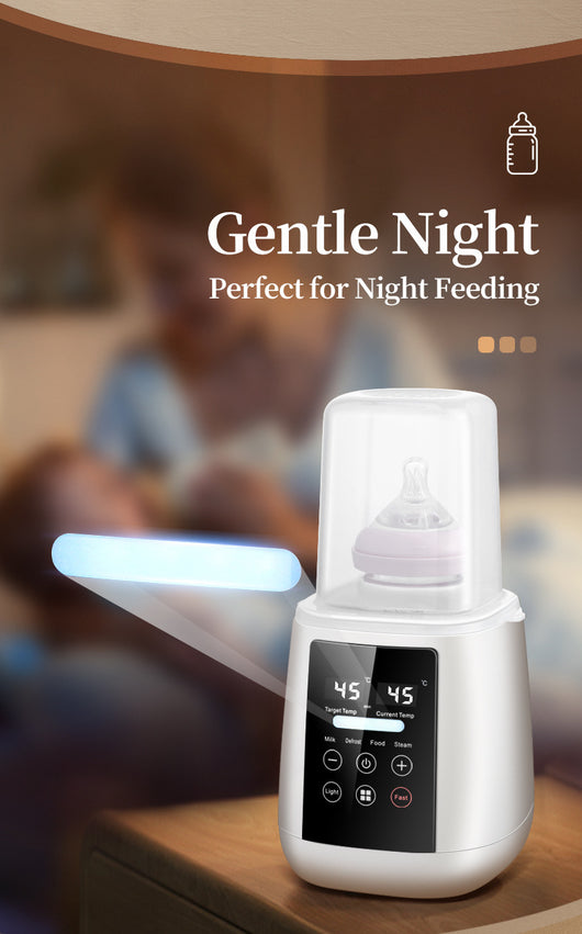 Pink multi-functional single bottle milk warmer with digital display for constant heating, defrosting, and steaming. - Image 10
