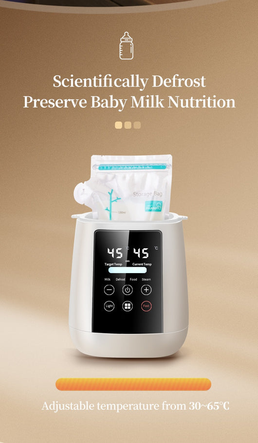 Pink multi-functional single bottle milk warmer with digital display for constant heating, defrosting, and steaming. - Image 12
