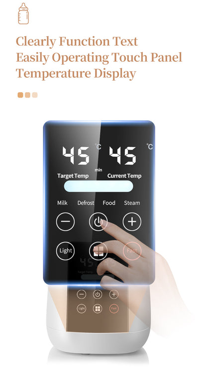 Pink multi-functional single bottle milk warmer with digital display for constant heating, defrosting, and steaming. - Image 20