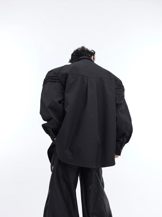 Camisa Acolchada con Diseño de Pliegues Tridimensionales para Hombre - Image 14