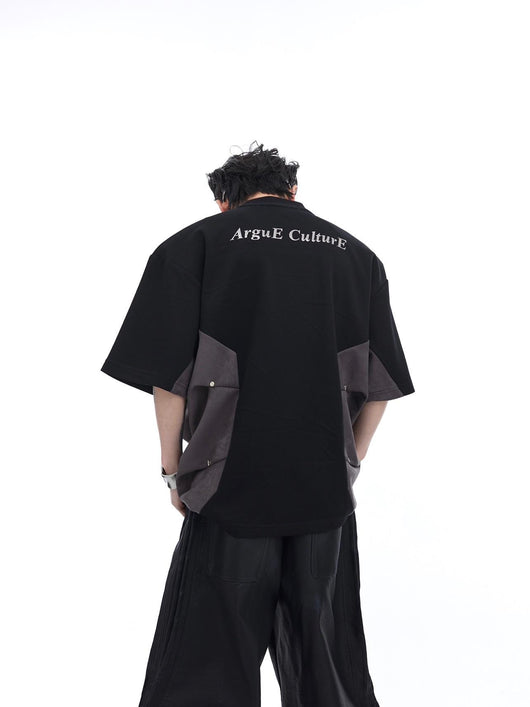 Playera de Trabajo Patchwork con Hombros Acolchados y Contraste de Colores - Image 9