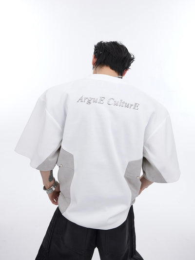 Playera de Trabajo Patchwork con Hombros Acolchados y Contraste de Colores - Image 10