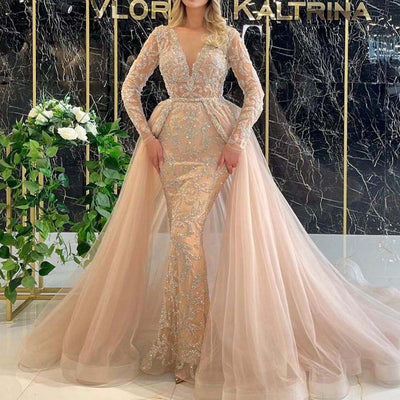 Vestido de Novia Elegante Estilo Francés con Mangas Largas - Image 7