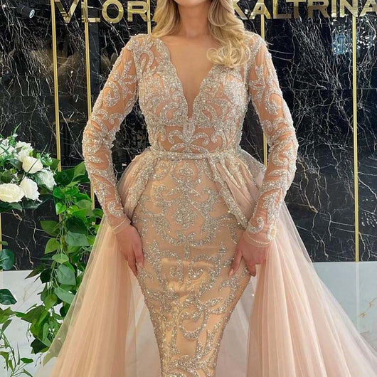 Vestido de Novia Elegante Estilo Francés con Mangas Largas - Image 10