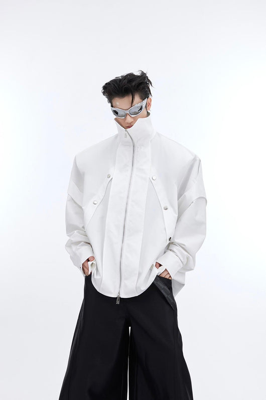 Abrigo Camisero Hombre Diseño Doble Capa Cuello Alzado con Detalles Metálicos - Image 11