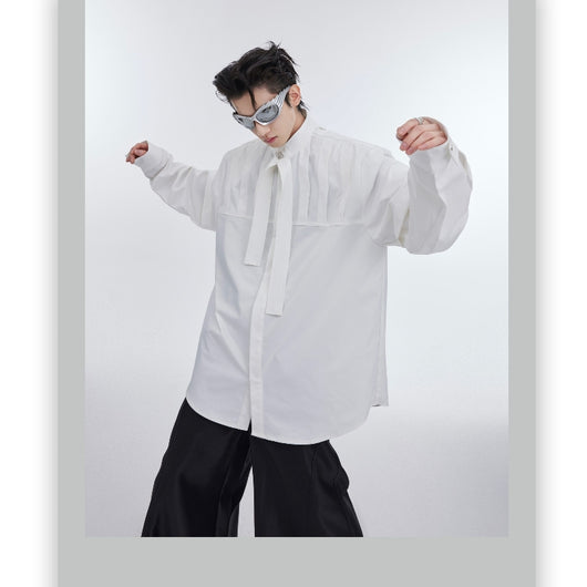 Camisa Plisada de Diseño Estructurado con Cintas Decorativas - Image 18