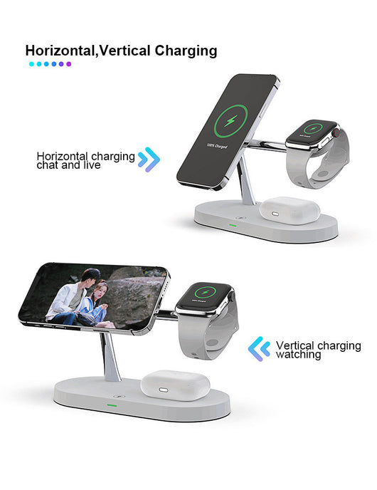 Estación de Carga Magnética 5 en 1: Cargador Inalámbrico 15W para Reloj, Auriculares y Celular - Image 9