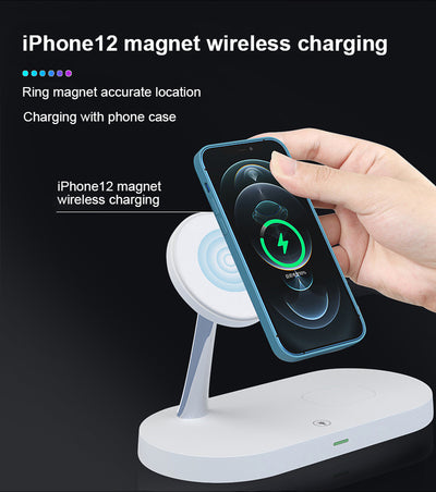 Estación de Carga Magnética 5 en 1: Cargador Inalámbrico 15W para Reloj, Auriculares y Celular - Image 14