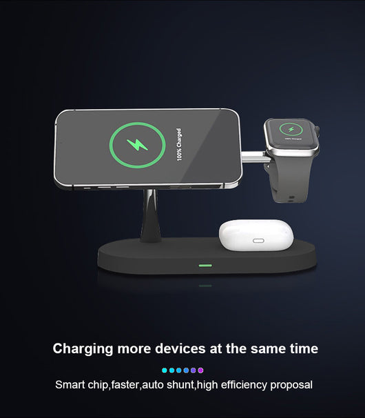 Estación de Carga Magnética 5 en 1: Cargador Inalámbrico 15W para Reloj, Auriculares y Celular - Image 21