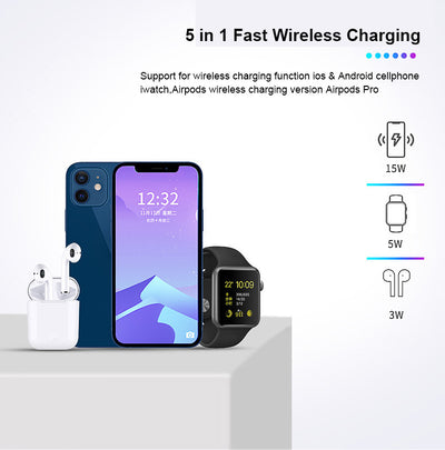 Estación de Carga Magnética 5 en 1: Cargador Inalámbrico 15W para Reloj, Auriculares y Celular - Image 24
