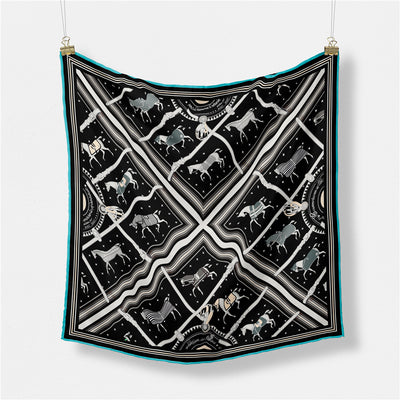 Pañuelo de Seda Cuadrado 53cm Estampado Cuadros - Accesorio Versátil para Mujer - Image 12