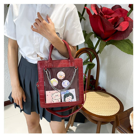 Bolso Bandolera Transparente Cuadrado de Gran Capacidad para Estudiantes - Image 18