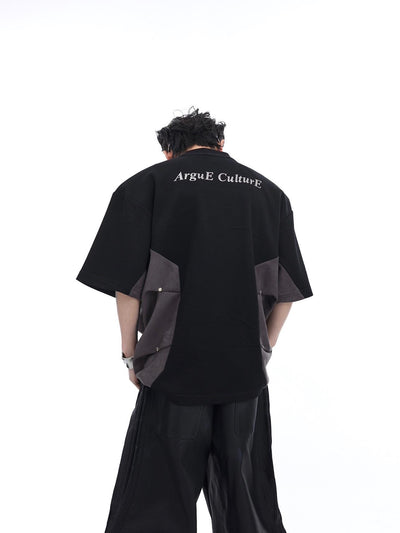 Playera de Trabajo Patchwork con Hombros Acolchados y Contraste de Colores - Image 15