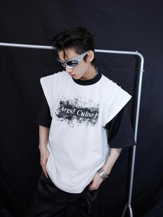 Playera Hombre Diseño Texturizado con Efecto Tinta Salpicada Dos Tonos - Image 17