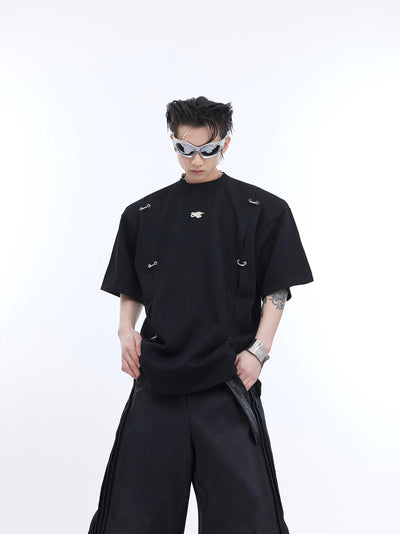 Camiseta Manga Corta con Detalles Metálicos y Hombreras Acolchadas para Hombre - Image 13