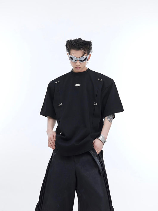 Camiseta Manga Corta con Detalles Metálicos y Hombreras Acolchadas para Hombre - Image 13