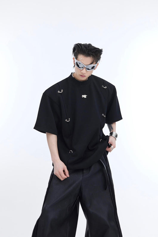 Camiseta Manga Corta con Detalles Metálicos y Hombreras Acolchadas para Hombre - Image 16