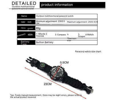 Reloj de Supervivencia Táctico Impermeable con Cordón Paracaídas - Image 17