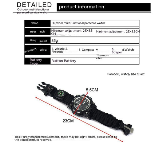 Reloj de Supervivencia Táctico Impermeable con Cordón Paracaídas - Image 17