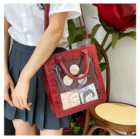 Bolso Bandolera Transparente Cuadrado de Gran Capacidad para Estudiantes - Image 32