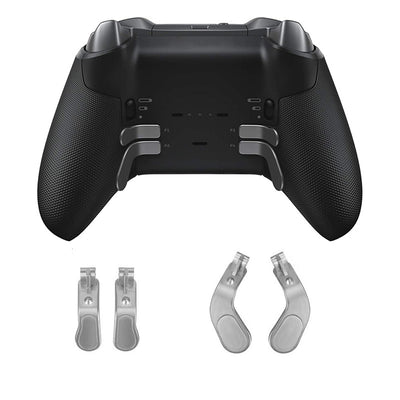 Xbox One Elite Series 2 controller accessory kit with black joysticks, silver D-pads, paddles, screwdrivers, and a storage bag. - Image 44