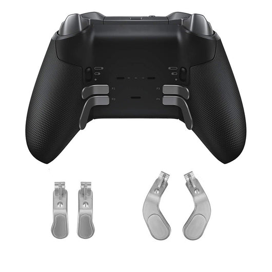 Xbox One Elite Series 2 controller accessory kit with black joysticks, silver D-pads, paddles, screwdrivers, and a storage bag. - Image 44