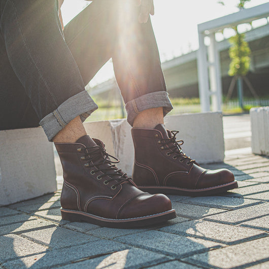Botas Militares Martin de Cuero Engrasado para Hombre - Estilo Retro Worker - Image 33