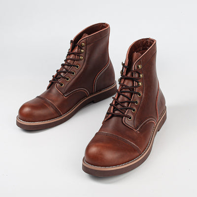 Botas Militares Martin de Cuero Engrasado para Hombre - Estilo Retro Worker - Image 51