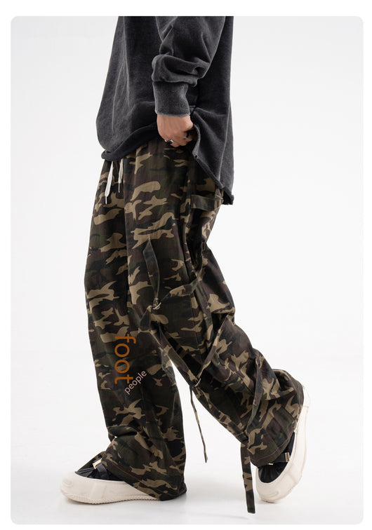 Pantalones Cargo Camuflaje con Cintura Elástica y Cordón - Estilo Street Couple - Image 15