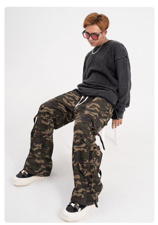 Pantalones Cargo Camuflaje con Cintura Elástica y Cordón - Estilo Street Couple - Image 18
