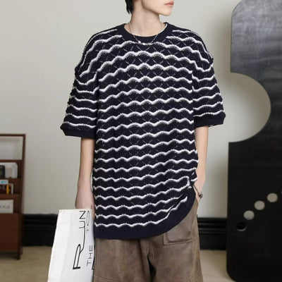 Playera Hueca Jacquard de Manga Corta para Hombre - Image 11