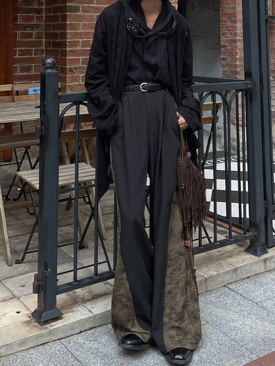 Pantalones Anchos con Pliegues Laterales y Costuras Decorativas - Image 8