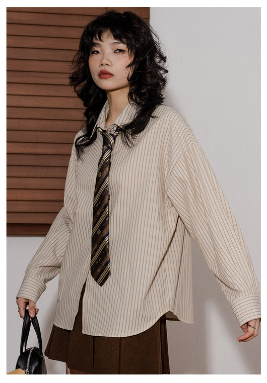 Camisa Suelta de Rayas Verticales Manga Larga para Mujer - Image 9