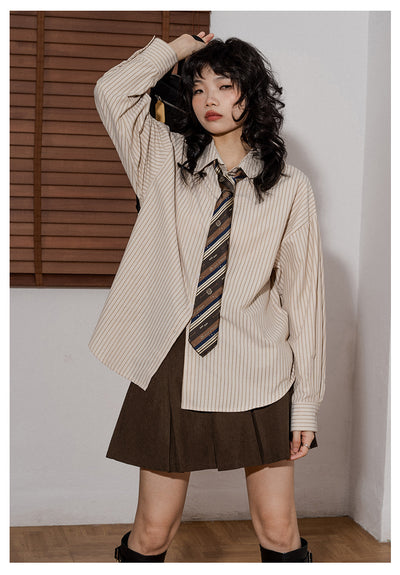 Camisa Suelta de Rayas Verticales Manga Larga para Mujer - Image 10