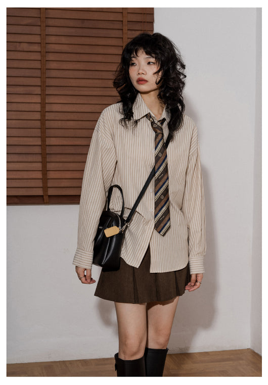 Camisa Suelta de Rayas Verticales Manga Larga para Mujer - Image 16