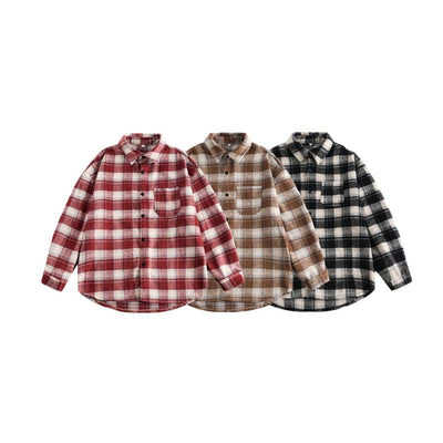 Camisa Abrigo Cuadriculada Gruesa para Parejas - Image 7