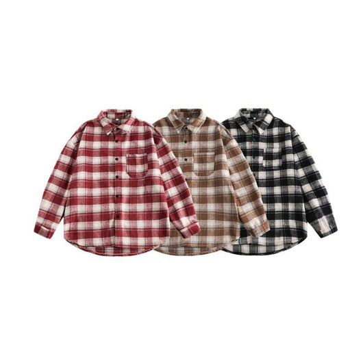 Camisa Abrigo Cuadriculada Gruesa para Parejas - Image 7