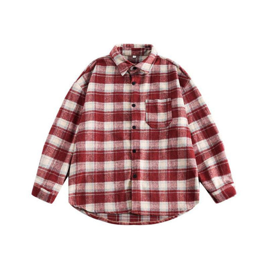 Camisa Abrigo Cuadriculada Gruesa para Parejas - Image 10
