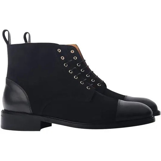 Botas Cortas Hombre Punta Afilada Suela Plana Combinada - Cinturón Delgado - Image 5