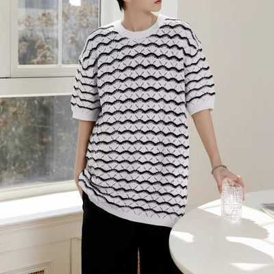 Playera Hueca Jacquard de Manga Corta para Hombre - Image 20