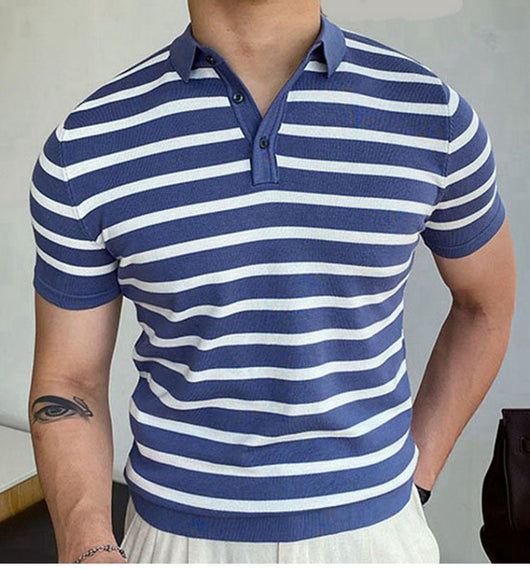 Polo de Negocios a Rayas Azules para Hombre - Image 10