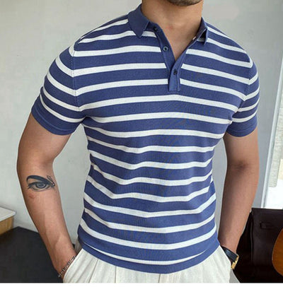 Polo de Negocios a Rayas Azules para Hombre - Image 11