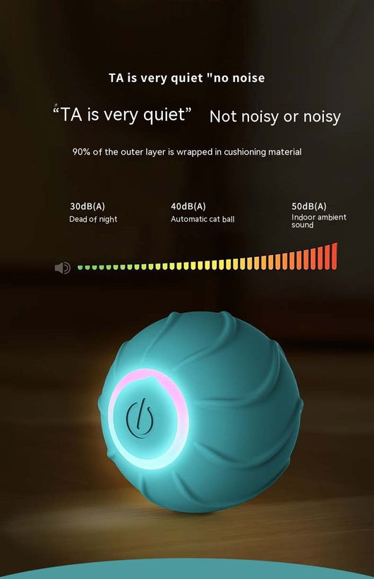 Red smart cat toy rolling ball with textured surface and glowing power button, designed for interactive play. - Image 13
