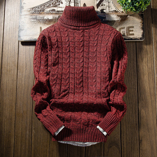 Suéter de Cuello Alto Tejido Cálido para Hombre - Image 7
